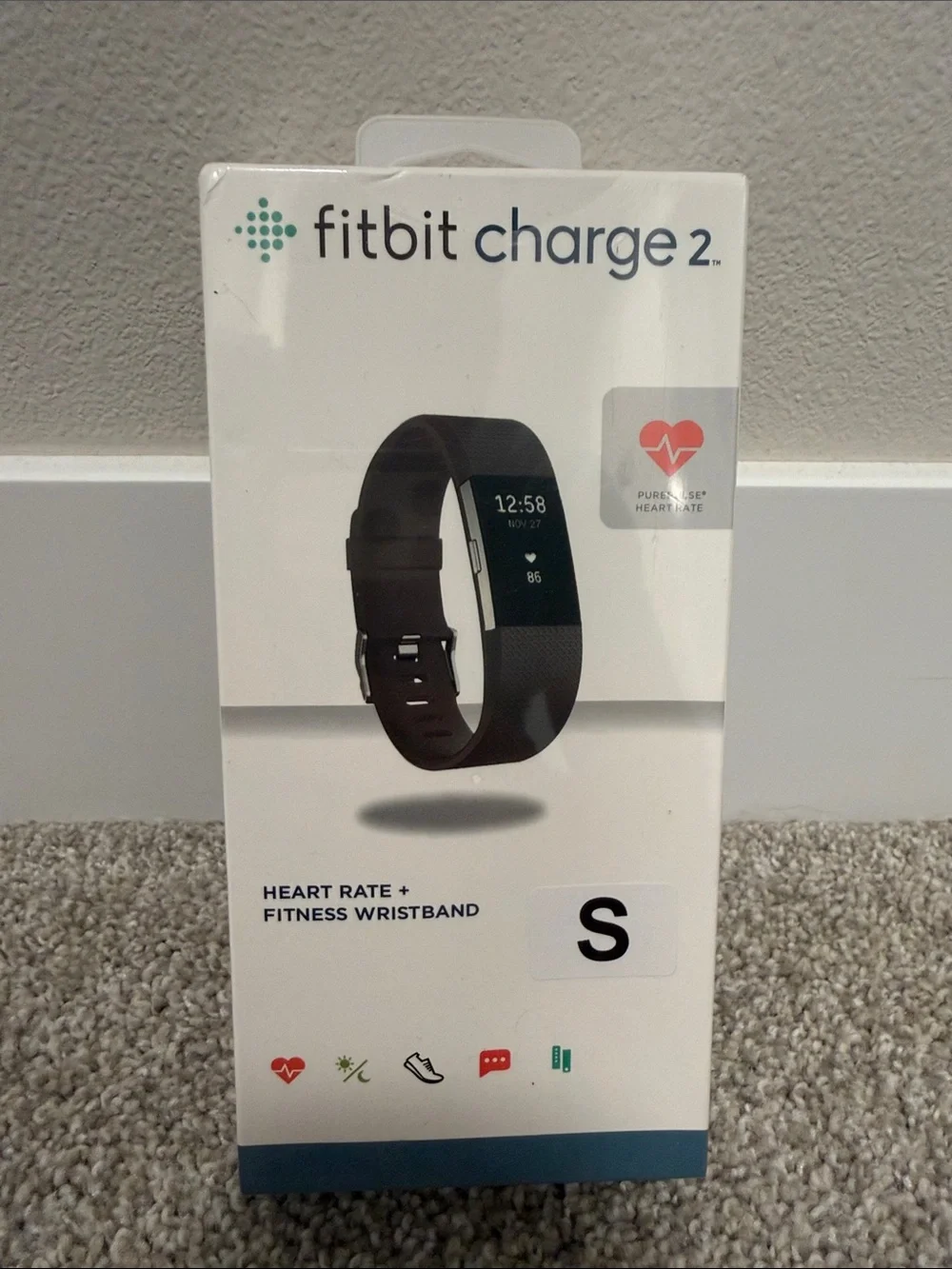 *NEW* Fitbit Charge 2 Fitness Band Sz Small Stainless Steel Tracker Black Band